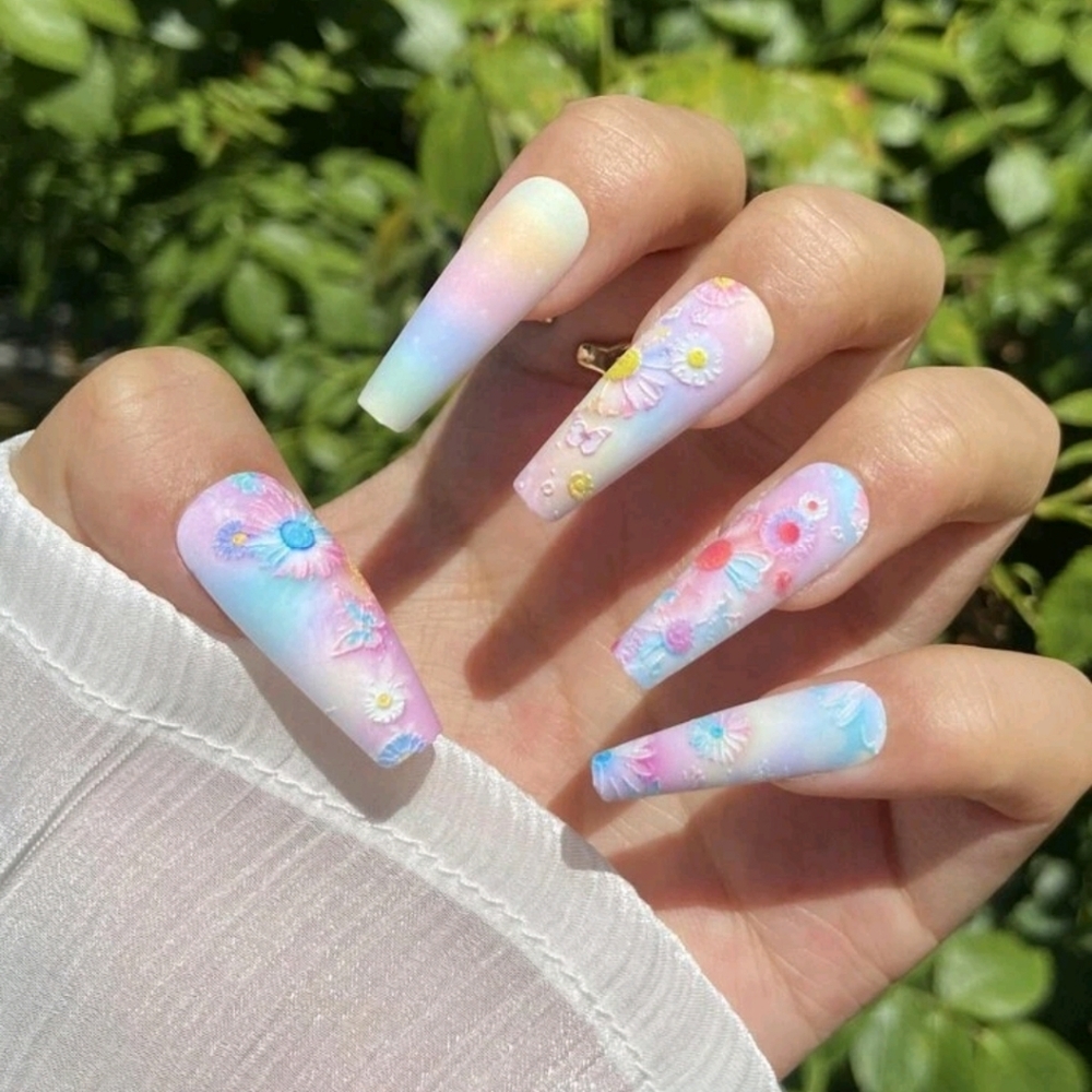 Long coffin Fake Nail